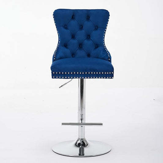 Modern Dining Chair Mid-Century Kitchen Table and Chairs with Sturdy Stable Base, Easy Assembly Luxury Furniture for Dining Room, Home Pub and Kitchen Island,Blue-Foam-setof2