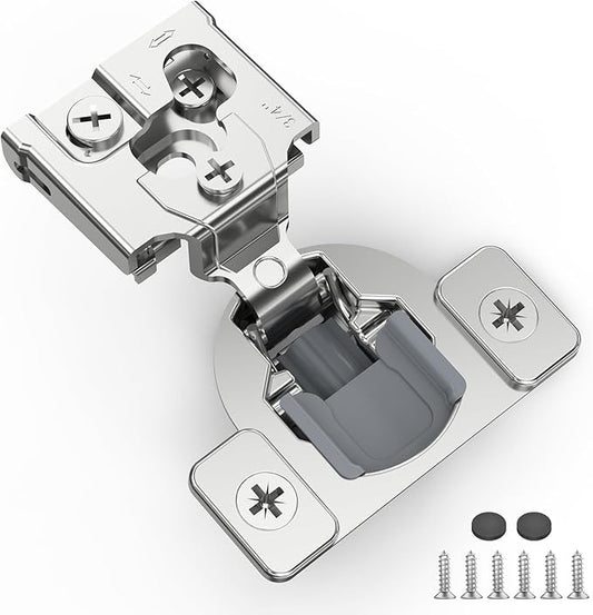 50 Pack 3/4" Overlay 3D Soft Close Hinges for Face Frame Kitchen Cabinet, 3 Way Adjust, Self Closing Concealed Cabinet Hinges-105 Degree