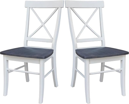 IC INTERNATIONAL CONCEPTS X-Back Solid Wood Chair - Set of 2 Chairs in White/Heather Gray