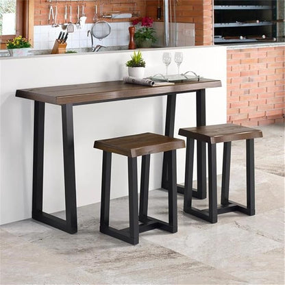 Steve Silver Jennings Cherry and Ebony Solid Wood Live Edge 3-Piece Counter Dining Set