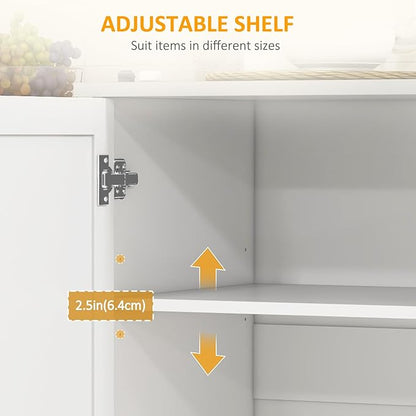 Kitchen Island with Storage, Rolling Kitchen Island on Wheels with Drawer, 3 Cabinets