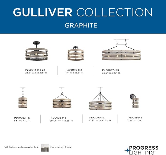 Progress Lighting P710031-143 Gulliver Sconce, Graphite, 12.00x6.00x6.00