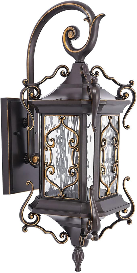 Outdoor Wall Light Fixtures, IP55 Waterproof Outside Wall Lantern Retro Exterior Wall Sconces Vintage Wall-Mounted Lights for Garage House Porch Doorway, E26 w/o Bulb