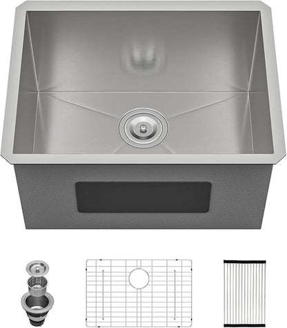 Lordear 21 Inch Laundry Sink Stainless Steel 21x18x12 Undermount Sink Single Bowl 16 Gauge Stainless Steel Deep Laundry Room 12 Inch Deep Utility Sinks