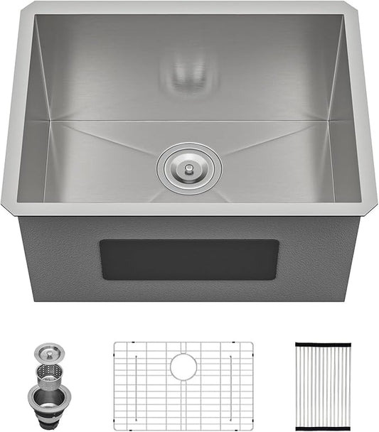Lordear 21 Inch Laundry Sink Stainless Steel 21x18x12 Undermount Sink Single Bowl 16 Gauge Stainless Steel Deep Laundry Room 12 Inch Deep Utility Sinks