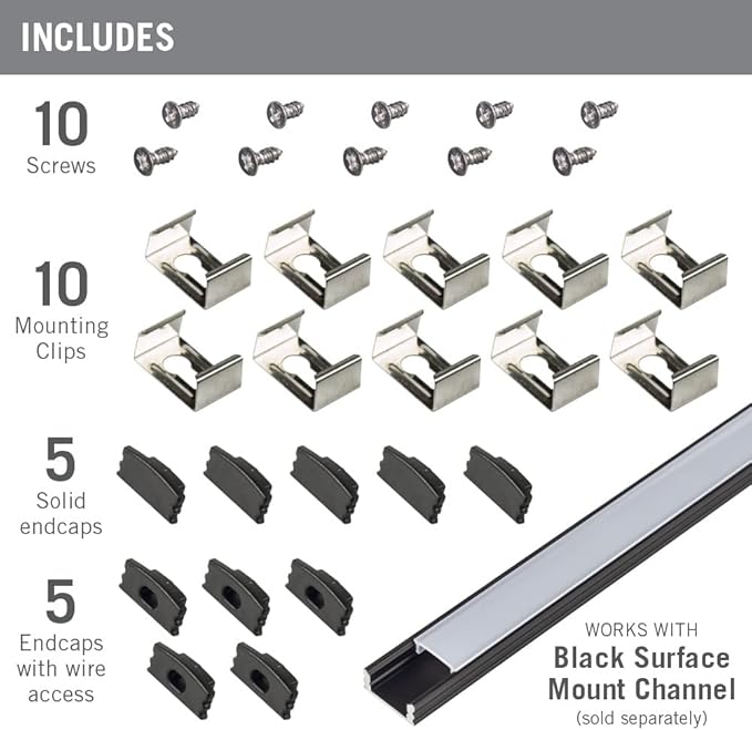 Armacost Lighting Surface Mount LED Tape Light Accessory Pack - Black 960005
