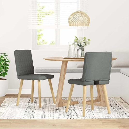 Dark Gray Fabric Dining Chairs Set of 2 with Thick Foam Padding - Modern Farmhouse Style Metal-Wood Frame Kitchen & Living Room Furniture