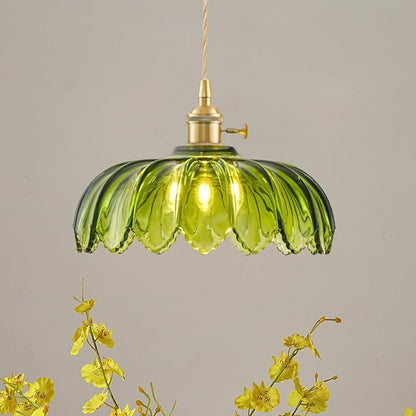 Plug in Pendant Light Fixtures, Hanging Light Fixture Glass Pendant Light, Vintage Green Hanging Lamp, Pendant Lighting for Kitchen Island, Bedroom, Dining Room, Living Room