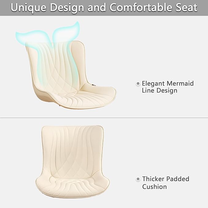 Kidol & Shellder Dining Chairs Set of 2, Mid Century Modern Kitchen Chairs with Black Metel Legs, PU Leather Upholstered Side Chair for Dining Room, Living Room, Lounge, Restaurant, Beige