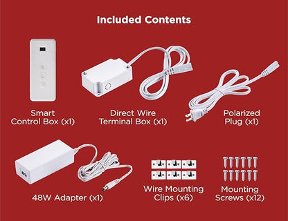 PureOptics LED Professional Push Wire Matter Certified Smart Under Cabinet Lighting 2-in-1 Power Kit, 48W Plug-in and Direct Wire, Smart Control Box, Works with Alexa, Apple Home, Google Home