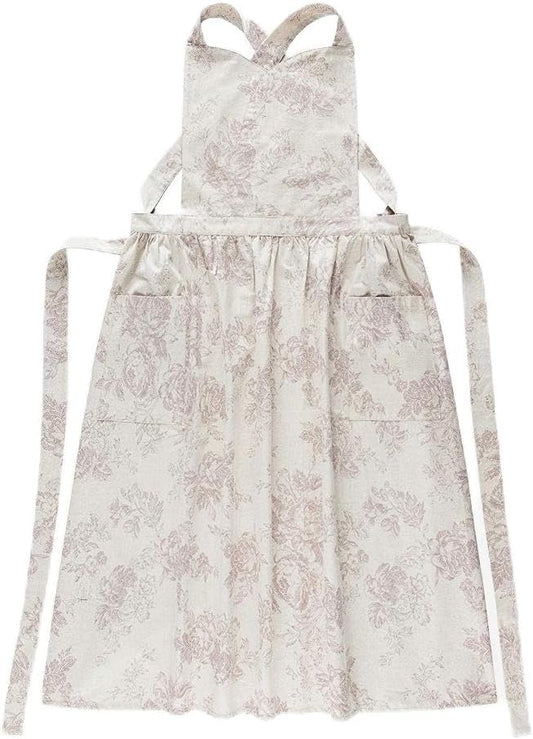 Floral Cotton Waterproof Adult Kitchen Apron Adjustable Cooking Baking Garden Chef Apron with Pocket