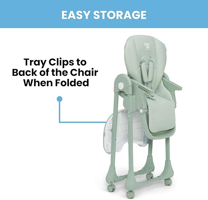 Little Folks by Delta Children 2-in-1 SlimFold High Chair for Babies and Toddlers, Sage Green