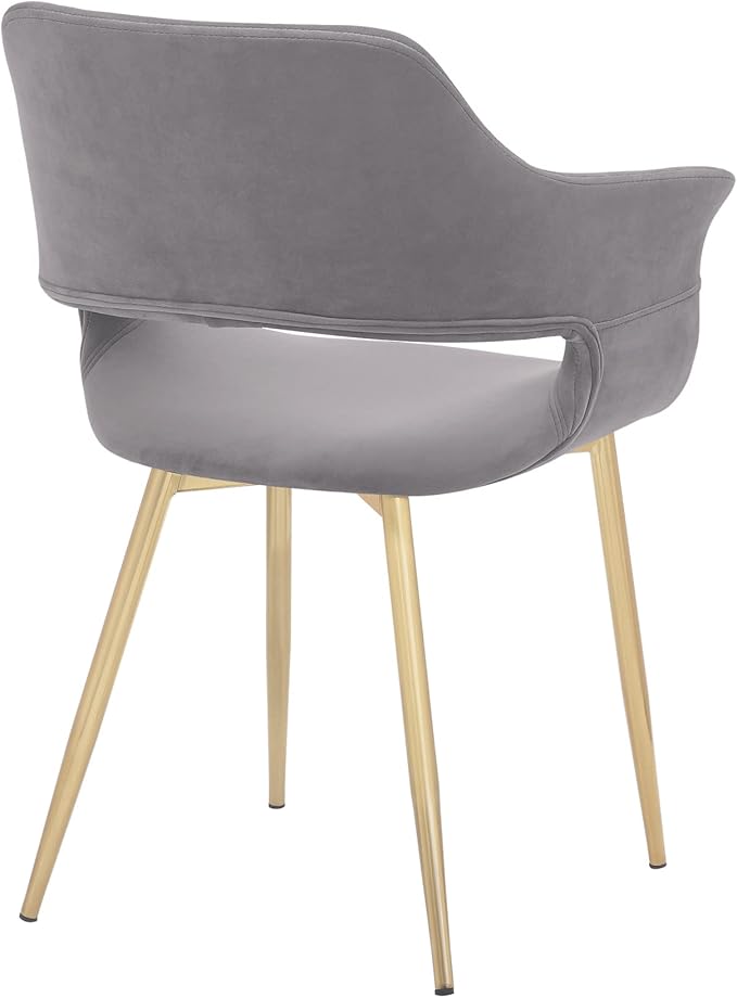 Armen Living Gigi Grey Velvet Dining Room Chair with Gold Metal Legs - Set of 2
