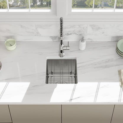 13 Inch Undermount Sink - Beslend 13”x15”x9” Undermount Stainless Steel Kitchen Sink 16 Gauge Single Bowl Kitchen Sink 9 Inch Deep BarPrep Sink Basin, 13Inx15Inx9In