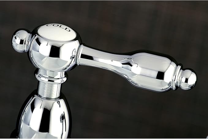Kingston Brass KS1271TALBS Tudor 8 Inch Center Kitchen Faucet With Brass Sprayer, Polished Chrome, 8-3/4 inch in Spout Reach, Polished Chrome