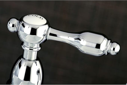 Kingston Brass KS1271TALBS Tudor 8 Inch Center Kitchen Faucet With Brass Sprayer, Polished Chrome, 8-3/4 inch in Spout Reach, Polished Chrome