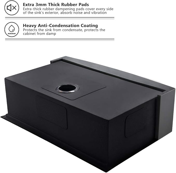 33 Inch Black Farmhouse Sink Workstation-VASOYO 33x22 Farm Sink Black Stainless Steel Apron Front Farmhouse Kitchen Sinks Undermount 16 Gauge Single Bowl Deep Kitchen Sinks with Cutting Board