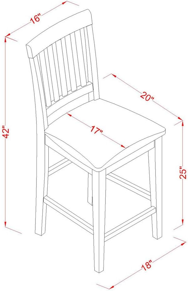 East West Furniture VNS-WHI-C Vernon Counter Height Stool - Linen Fabric Pub Height Wooden Chairs, Set of 2, Buttermilk Finish