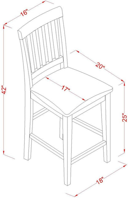 East West Furniture VNS-WHI-C Vernon Counter Height Stool - Linen Fabric Pub Height Wooden Chairs, Set of 2, Buttermilk Finish