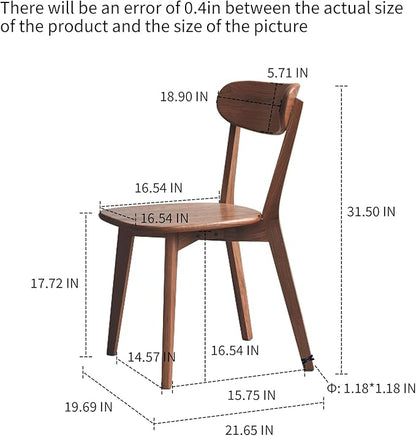 Walnut Dining Chair Single – Solid Oak Wood Frame, Mid-Century Modern Style with Curved Wood Back, 400 lb Capacity – for Kitchen, Dining Room, or as Replacement Chair