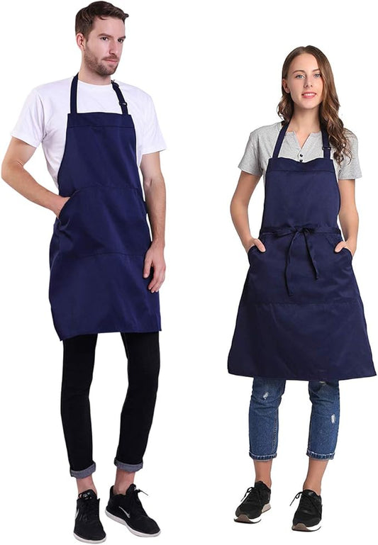BIGHAS Adjustable Bib Apron with Long Ties for Women Men 18 Colors Chef Kitchen Cooking