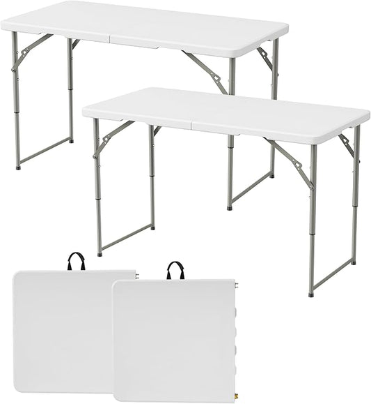 Elevon Folding Table Set of 2,4 Feet Heavy Duty Fold-in-Half Utility Table Indoor Outdoor for Camping, Picnic,Party
