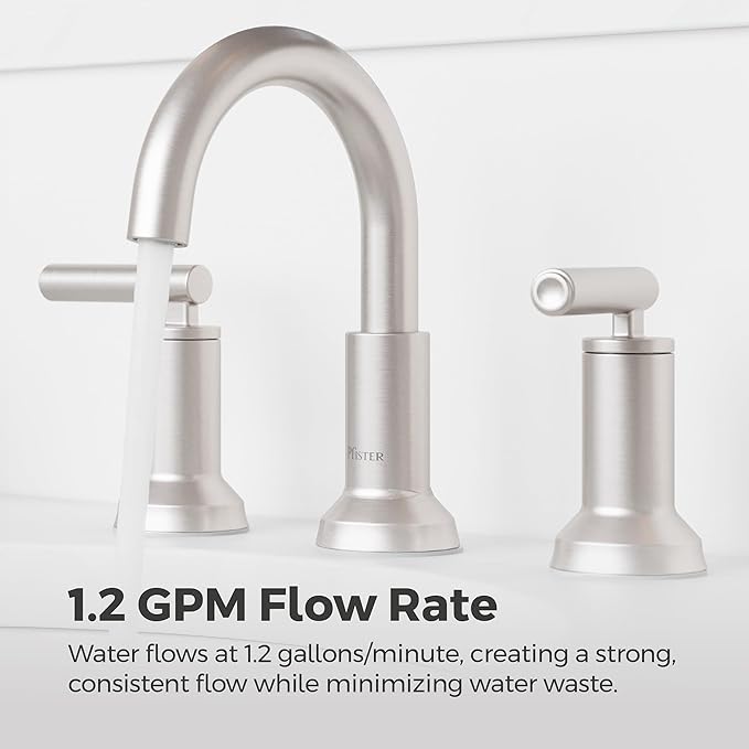 Pfister Capistrano Bathroom Sink Faucet, 8-Inch Widespread, 2-Handle, 3-Hole, NSF Certified, Spot Defense Brushed Nickel Finish, LF049CSOGS | (Pack of 3)
