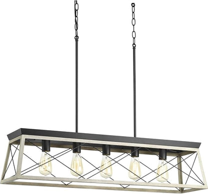 Progress Lighting Briarwood Collection 5-Light Dining Room Light Fixture, Farmhouse Style Modern Chandelier for Kitchen and Dining Room, 38" by 9", Graphite
