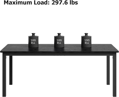 79 Inch Industrial Dining Table for 4-6 Person Rectangle Kitchen Table with Metal Legs,Round Corners, Writing Desk, for Modern Farmhouse, for Kitchen, Dining Room,Quick Assembly, Wood