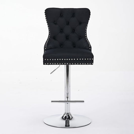 Modern Dining Chair Mid-Century Kitchen Table and Chairs with Sturdy Stable Base, Easy Assembly Luxury Furniture for Dining Room, Home Pub and Kitchen Island,Black-Foam-2PC-2