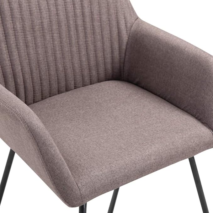 // Modern Dining Chairs Set of 2 Taupe Fabric Upholstered Accent Chairs with Steel Legs for Kitchen, Living Room, Farmhouse Decor