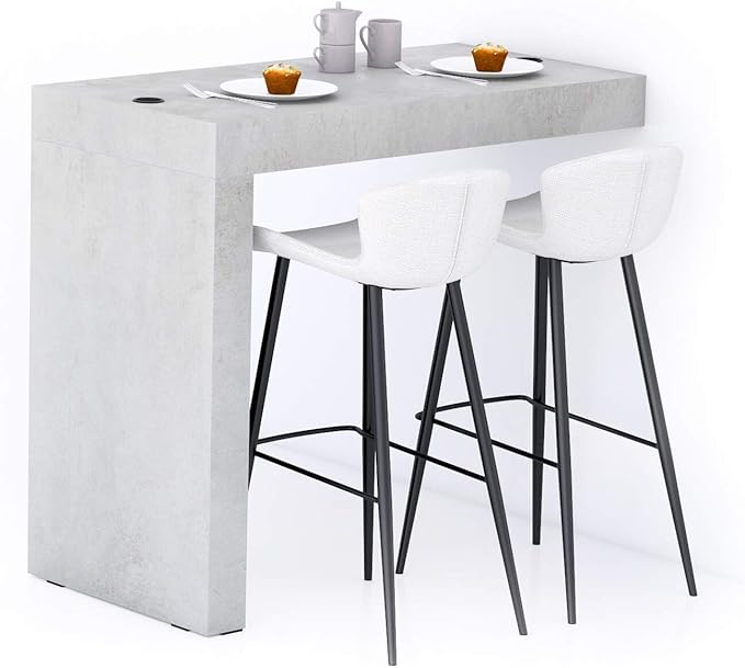 Mobili Fiver, Evolution Peninsula with Wireless Charger 47.2 x 23.6 in, Concrete Effect, Grey, Made in Italy