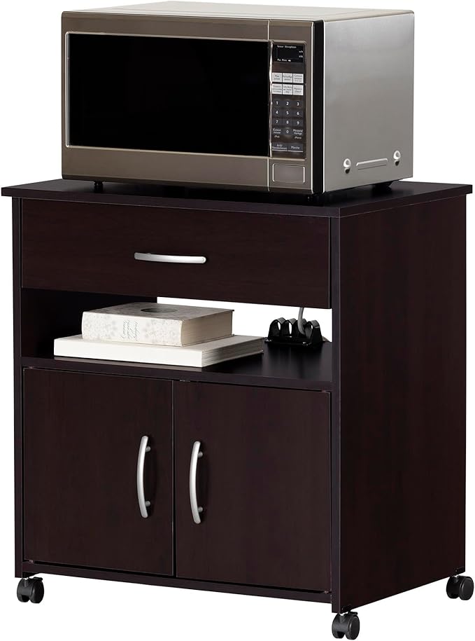 South Shore Axess Microwave Cart on Wheels, Chocolate