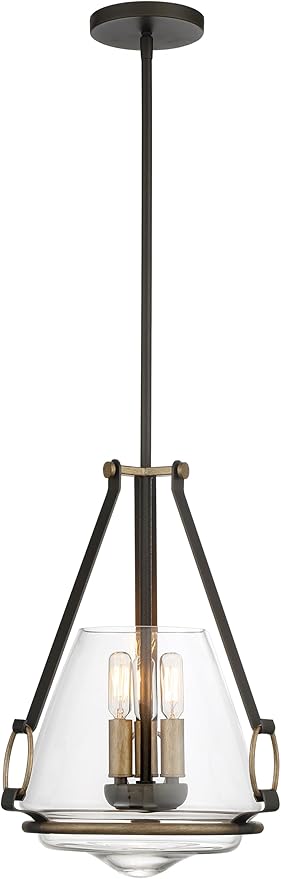 Minka Lavery 3903-107 Eden Valley Convertible Pendant to Semi-Flush, 3-Light, 180 Total Watts, 12.38-in H x 18.13-in W, Smoked Iron with Aged Gold
