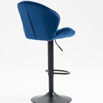 Rhomtree 24-32 Inch Swivel Bar Stools, Adjustable Counter Height Barstools, Velvet Tufted Upholstered and Footrest Barstools, Upholstered Bar Chairs for Home Bar Kitchen Island(Blue Set of 6)