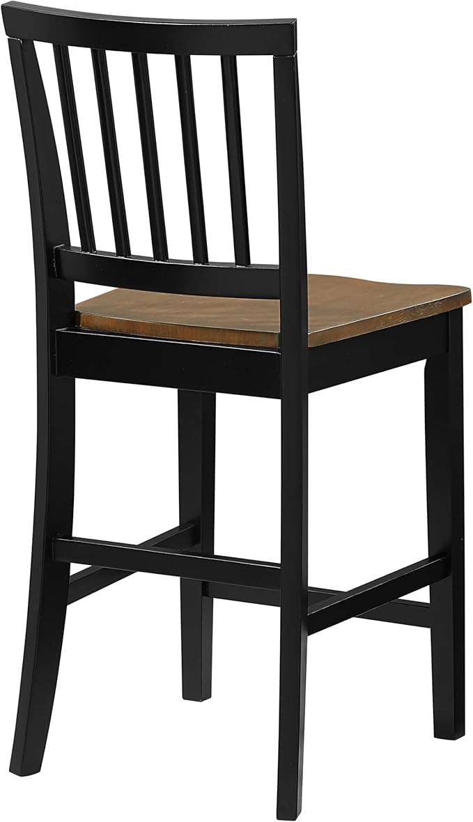 Steve Silver Furniture Joplin Counter Chairs, Set of 2 Chairs, 24-Inch Seat Height, SCooped Seats, Asian Hardwoods, Dining Room, Kitchen Island, Farmhouse Design, 20"L x 17"W x 39.5"H, Black, Brown