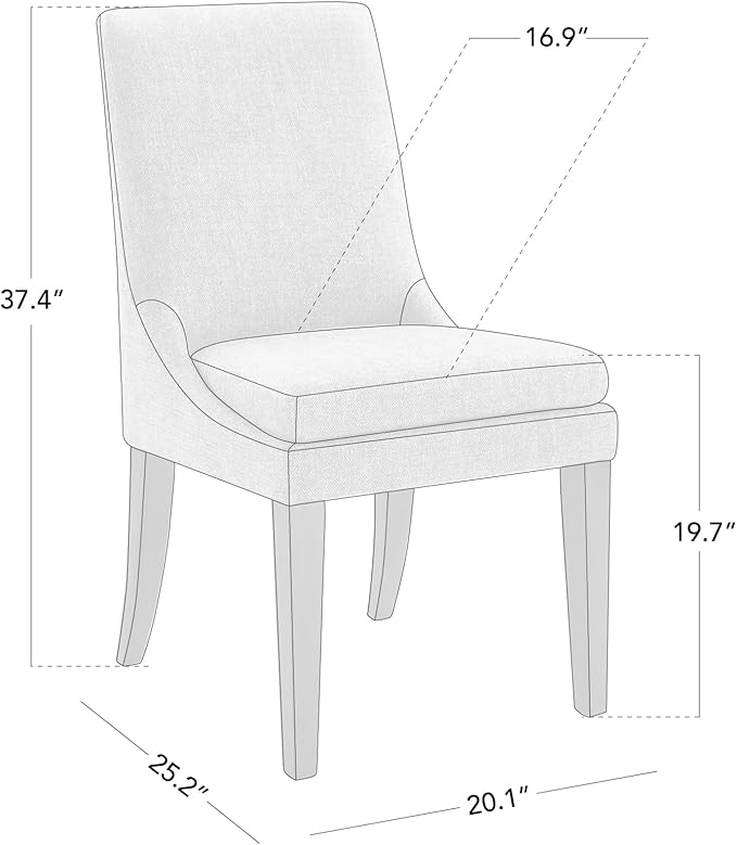 KISLOT Modern Dining Chair Set of 2 Upholstered Performance Fabric Mid Century Comfy Armlesschair for Kitchen Living Room,1 Box