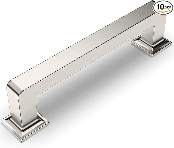 Amerdeco 10 Pack Brushed Satin Nickel Cabinet Pulls 3 Inch(76MM) Hole Centers Kitchen Cabinet Handles Cabinet Hardware Kitchen Handles for Cabinets Cupboard Handles Drawer Pulls ZH0019