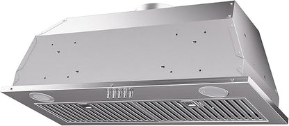 AMZCHEF Range Hood Insert 30 Inch, 1000 CFM Stainless Steel Built-in Kitchen Vent Hood,3-Speed Exhaust Fan with Button, LED Lights,Baffle Filters & Charcoal Filters,Sliver Button