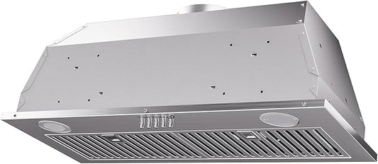 AMZCHEF Range Hood Insert 30 Inch, 1000 CFM Stainless Steel Built-in Kitchen Vent Hood,3-Speed Exhaust Fan with Button, LED Lights,Baffle Filters & Charcoal Filters,Sliver Button