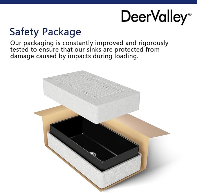 DeerValley Black Farmhouse Workstation Sink 33 Inch, Fireclay Apron Undermount Single Bowl Kitchen Sink with Accessories