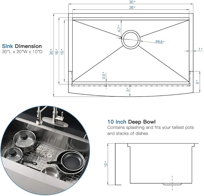 30 Inch Stainless Steel Farmhouse Sink Workstation-Bokaiya 30x20 Apron Front Farm Sink Stainless Steel Workstation 16 Gauge Single Bowl Farmhouse Kitchen Sinks with Cutting Board