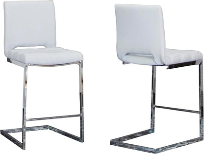 Sunset Trading Delta 24" Upholstered Barstools | Set of 2 Counter Height Stools | S-Shaped Chrome Cantilever Base | Light Gray Padded Upholstery | Dining Room, Home Bar, Pub, Kitchen Island Seating