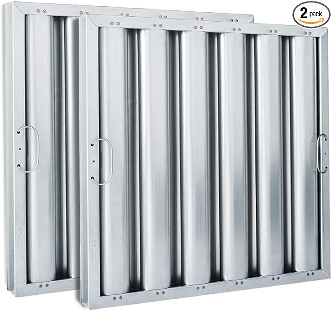 Kleen-Gard Aluminum Commercial Kitchen Hood Filter, Range Hood Baffle Grease Filter for Restaurant Kitchen Exhaust Hoods, 16H x 16W | Actual Size: 15.5H x 15.5W x 1.88D inches | (Pack of 2)