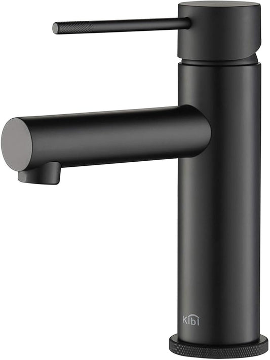 KIBI KBF1010 Solid Brass Single Handle Single Hole Circular X Faucet for Bathroom Sink | High Arc Faucet Spout | Durable Matte Black Finish | Corrosion and Rust Resistant