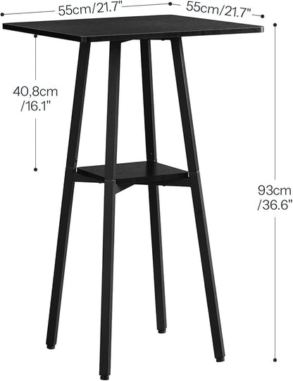 HOOBRO Bar Table, 2-Tier High Top Pub Table, Counter Height Table with Storage, Small Kitchen Dining Table, 36.6" High Bar Table for Living Room Party, Easy to Assemble, Black BB51BT01