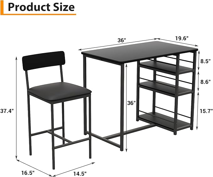Takywep Bar Stools Set of 2 with Backrest and Footrest, Counter Height Upholstered Barstools with Wide Seat, Faux Leather Bar Chairs for Home Bar, Dining Room and Kitchen Island, Black