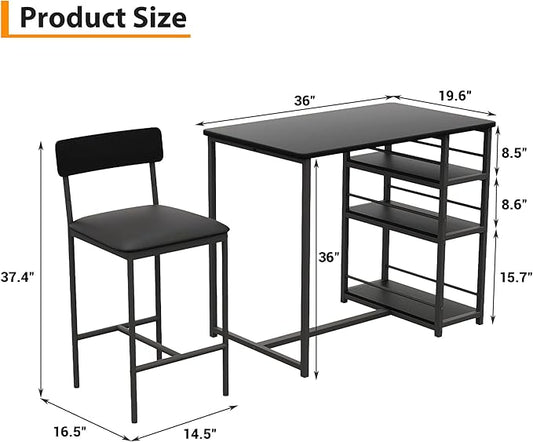 Takywep Bar Stools Set of 2 with Backrest & Footrest, Counter Height Upholstered Barstools with Wide Seat, Faux Leather Bar Chairs for Home Bar, Dining Room, Kitchen Island, Black