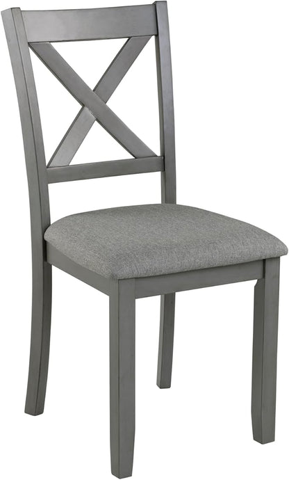 Ball & Cast Wood Frame Dining Chairs Set of 4, Modern Linen Upholstered Kitchen-Chairs with Padded Seat, 330lb Heavy Duty X-Backrest Side Chair for Dining Living Room, Easy Assembly, Gray