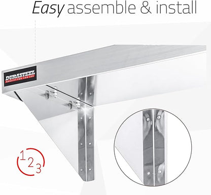DuraSteel Stainless Steel Shelf - 36 Inch Wide x 14 Deep Commercial NSF Mounted Metal Wall Shelf Pantry Organizer Garage Storage Shelves - Rack Shelving Restaurant Kitchen Units Laundry Utility Room